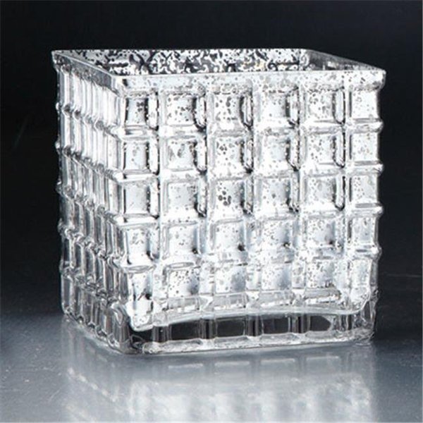 Friends Are Forever 6 x 6 x 6 in. Square Glass Candle Holder; Silver FR991085